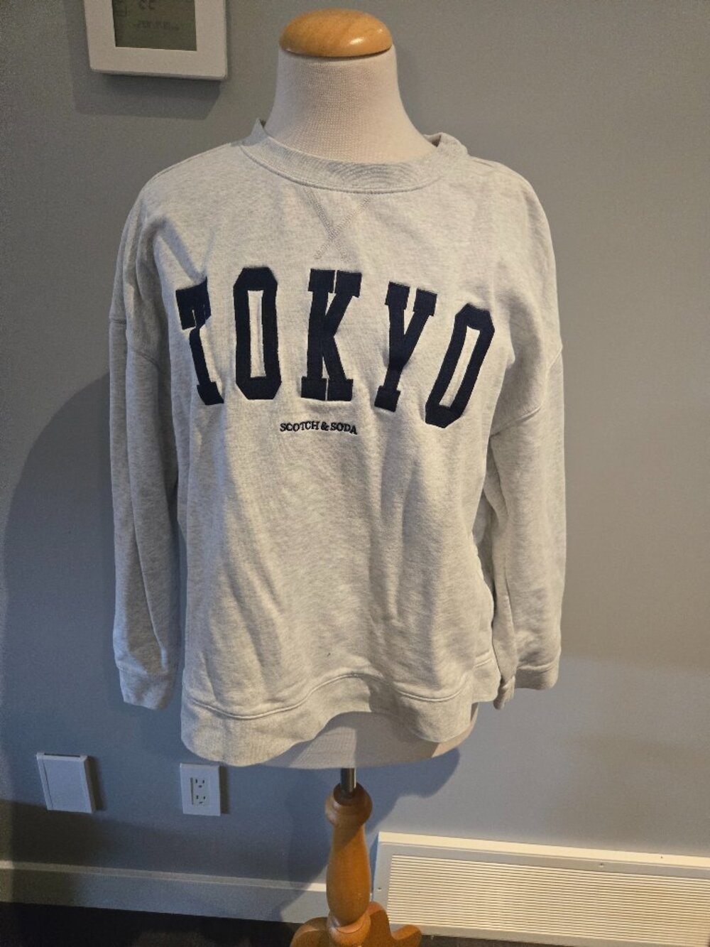 Scotch & Soda Tokyo Embroidered Graphic Sweatshirt | Size XL | Gray